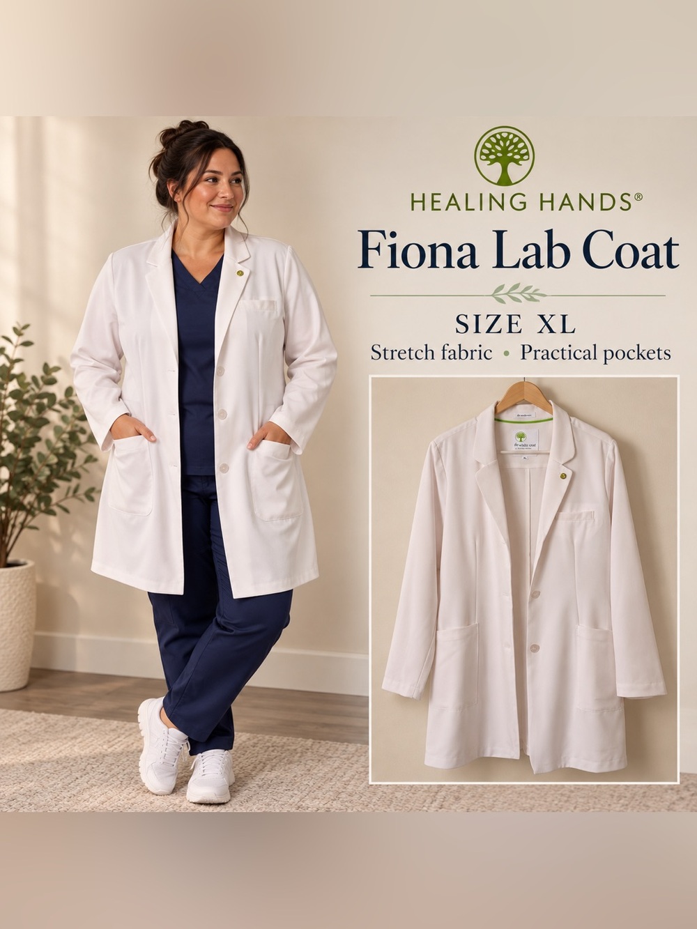 Healing Hands White Fiona Women's Lab Jacket